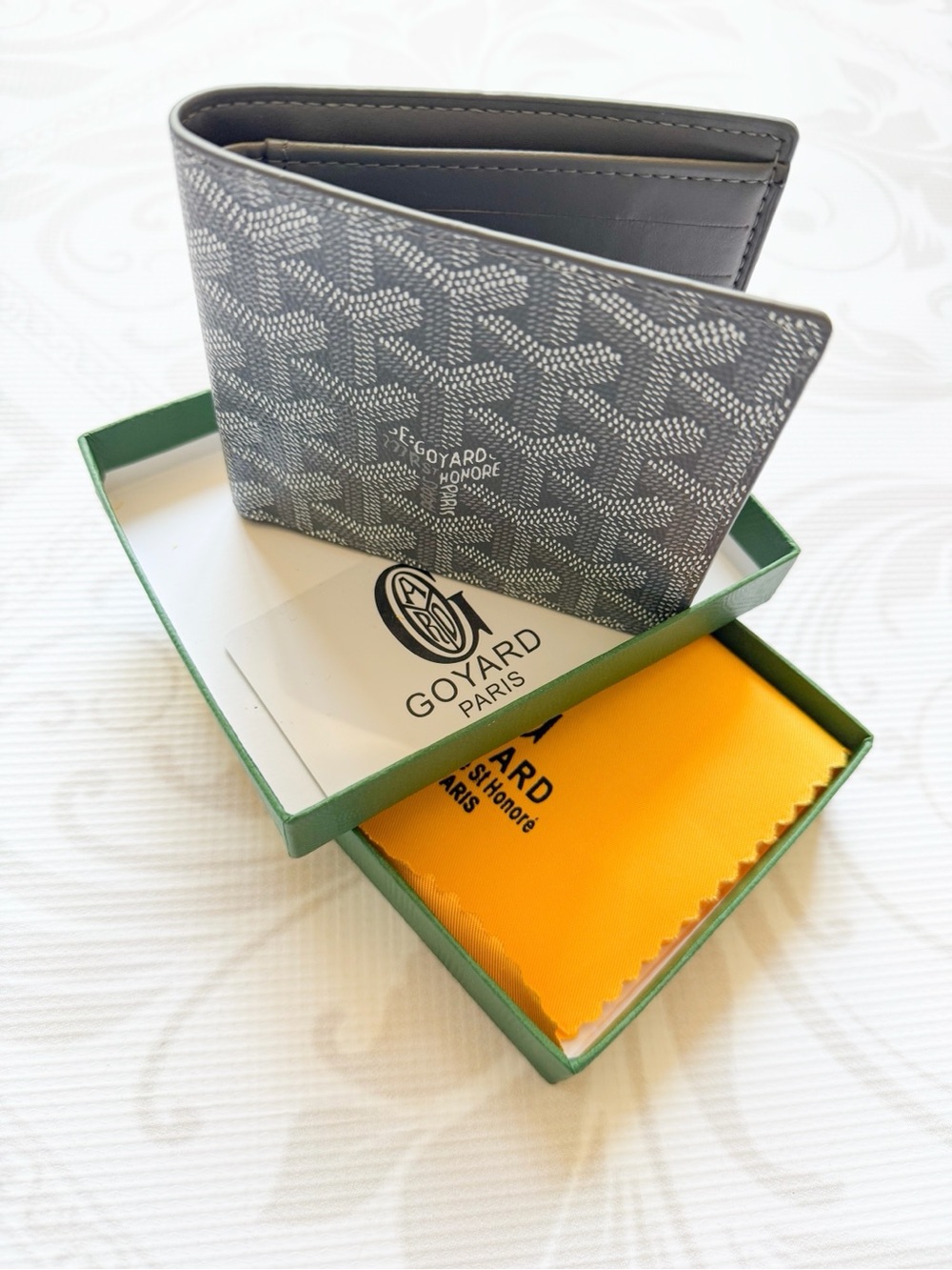 Goyard Victorie Gray Chevron Bifold Wallet